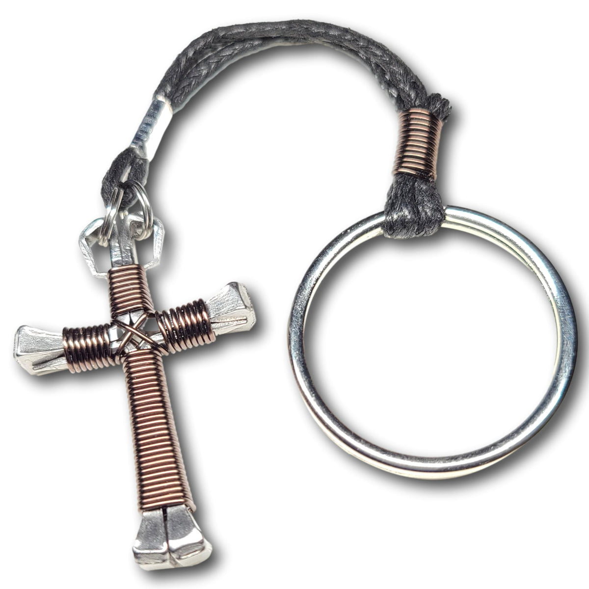 Gunmetal Grey Horseshoe Nail Cross