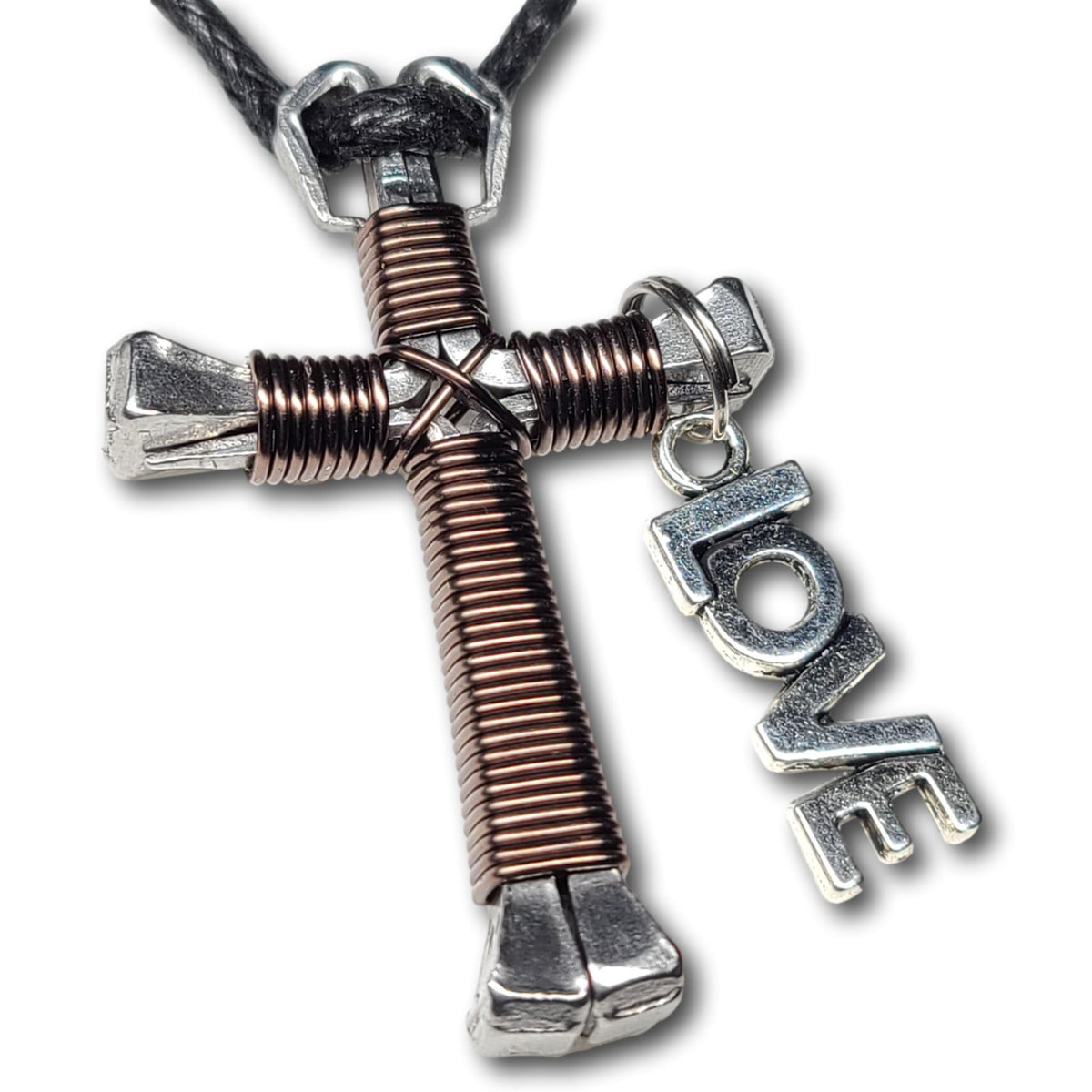 Gunmetal Grey Horseshoe Nail Cross