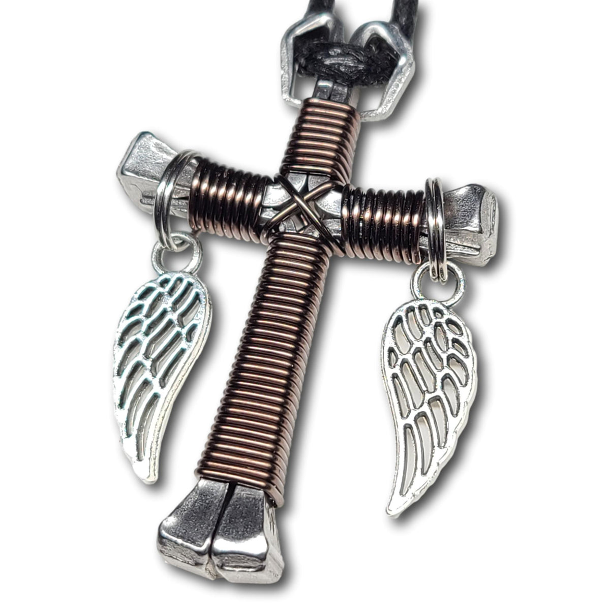 Gunmetal Grey Horseshoe Nail Cross