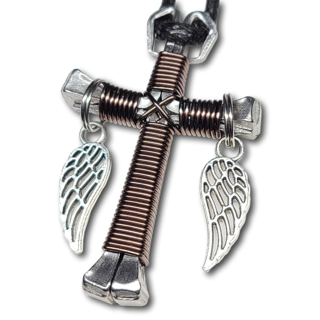Gunmetal Grey Horseshoe Nail Cross