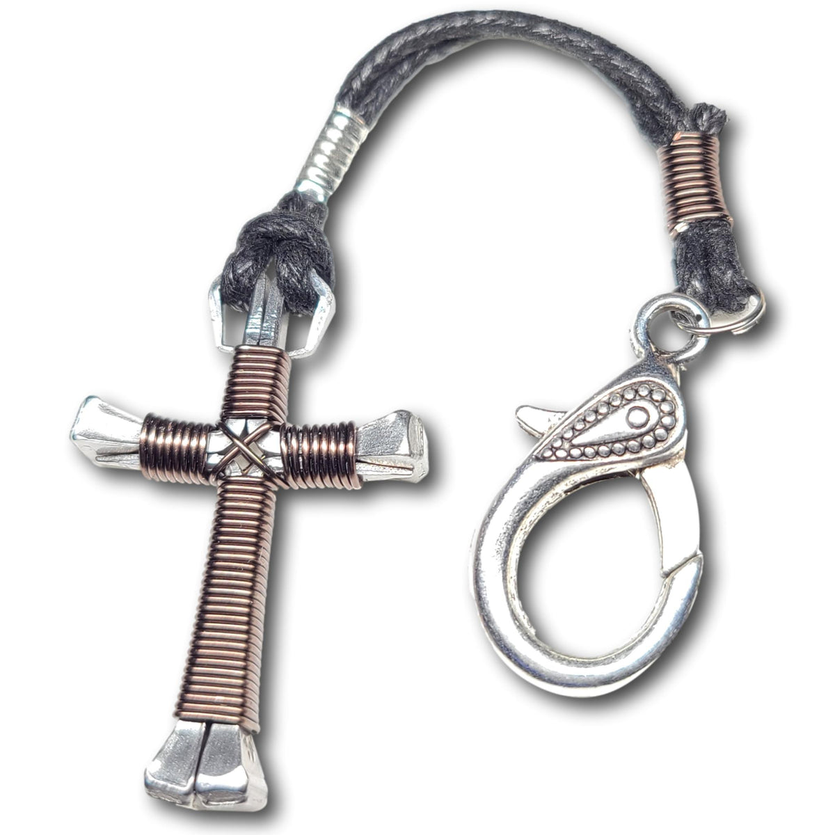Gunmetal Grey Horseshoe Nail Cross