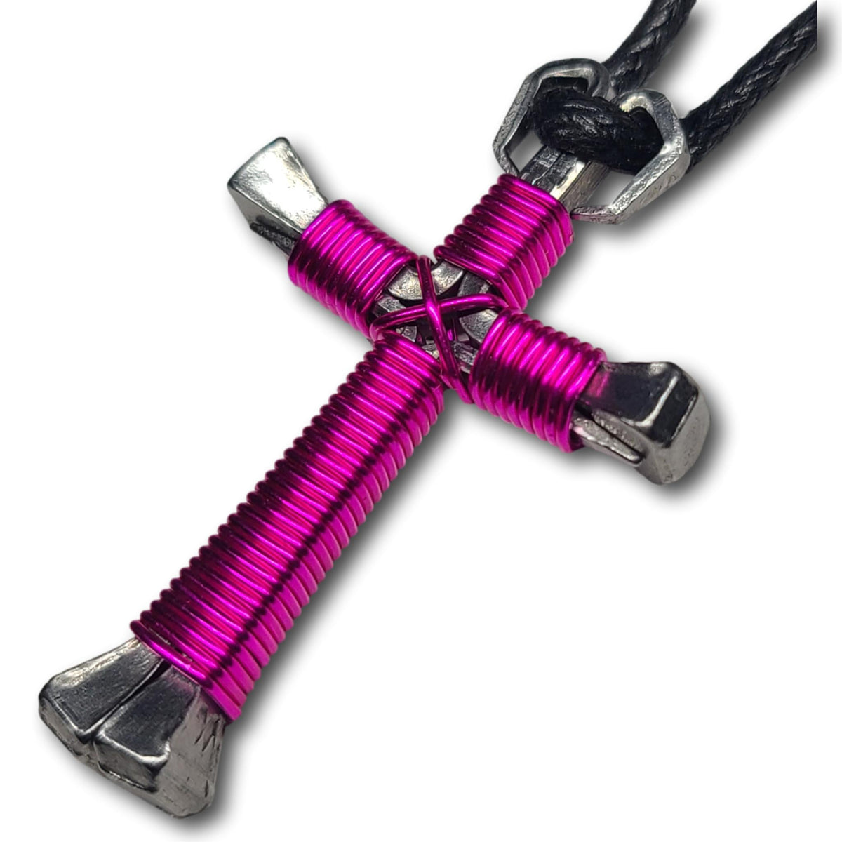 Hot Pink Horseshoe Nail Cross