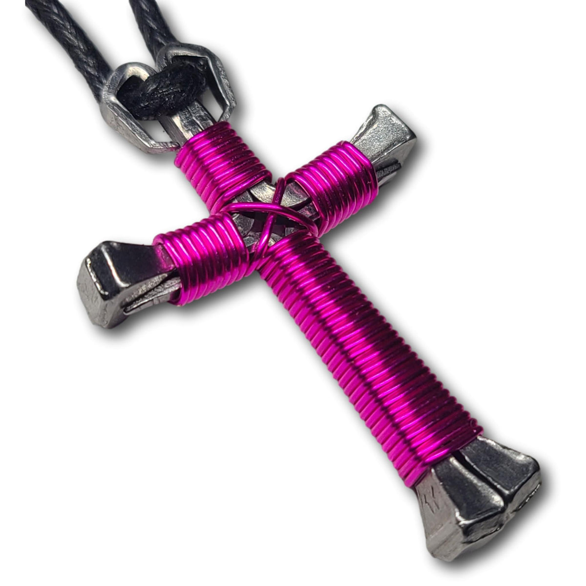 Hot Pink Horseshoe Nail Cross