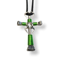Dangle Lime Green Horseshoe Nail Cross Necklace