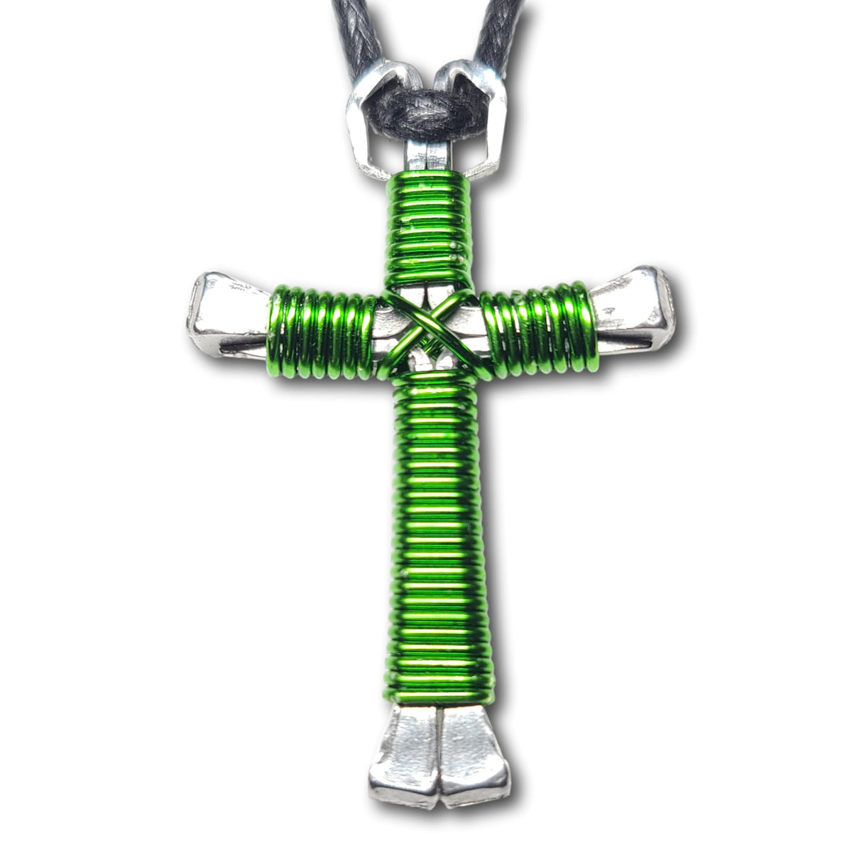 Lime Green Horseshoe Nail Cross