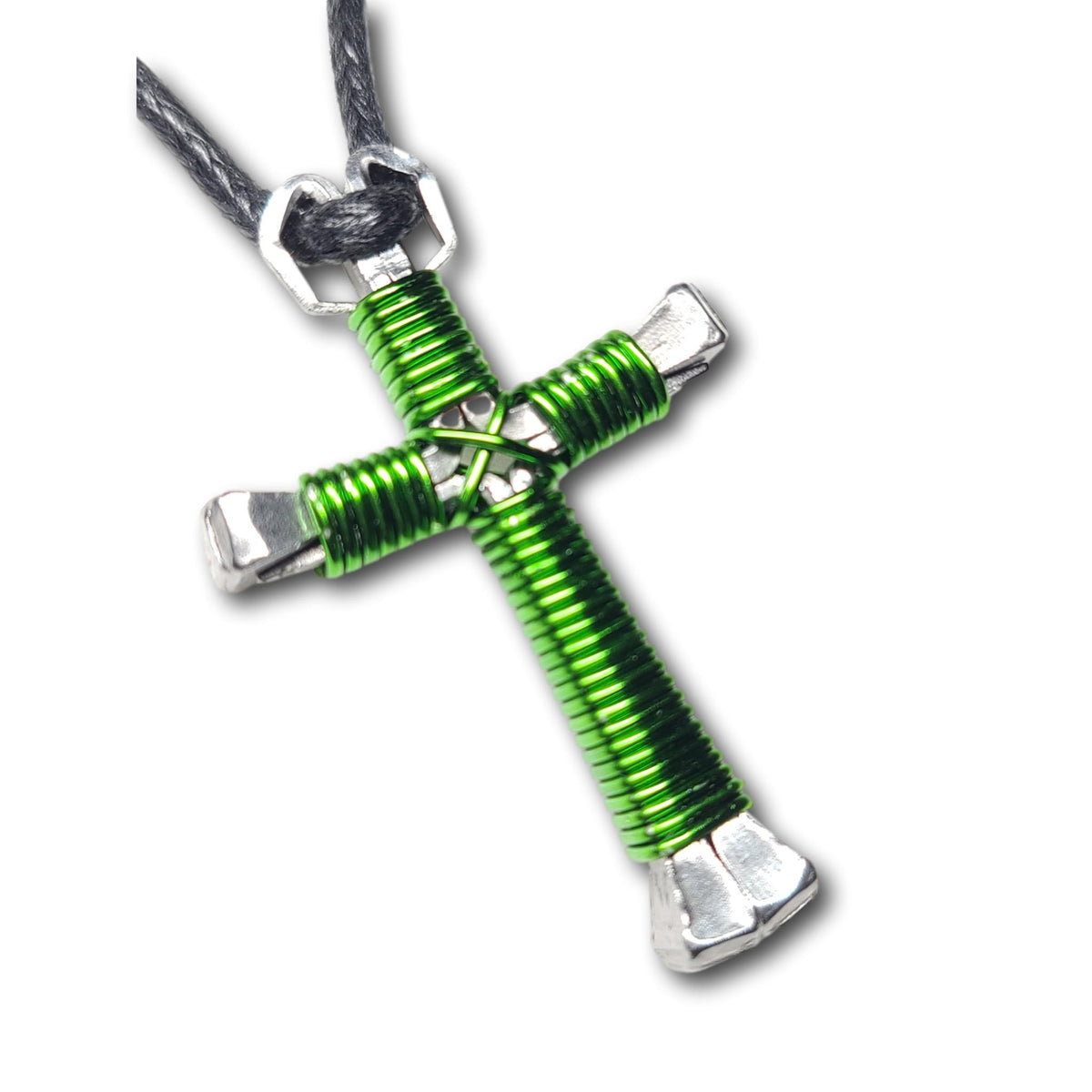 Lime Green Horseshoe Nail Cross