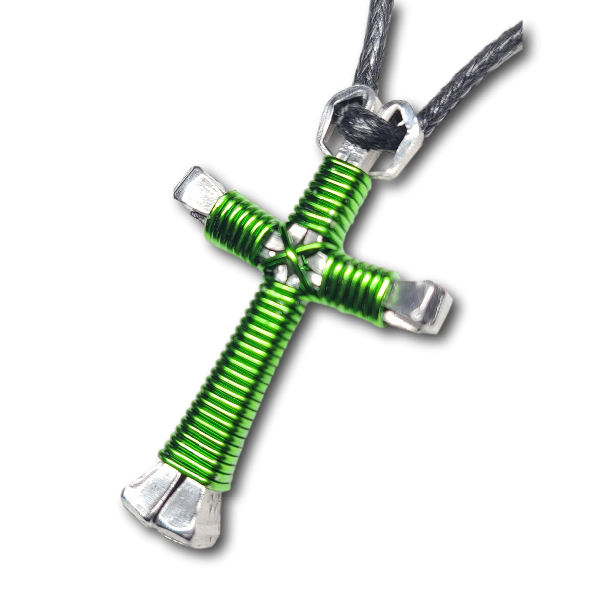 Lime Green Horseshoe Nail Cross