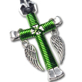 Lime Green Horseshoe Nail Cross Zipper Pull