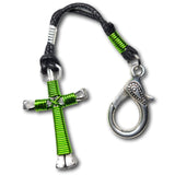 Lime Green Horseshoe Nail Cross Zipper Pull