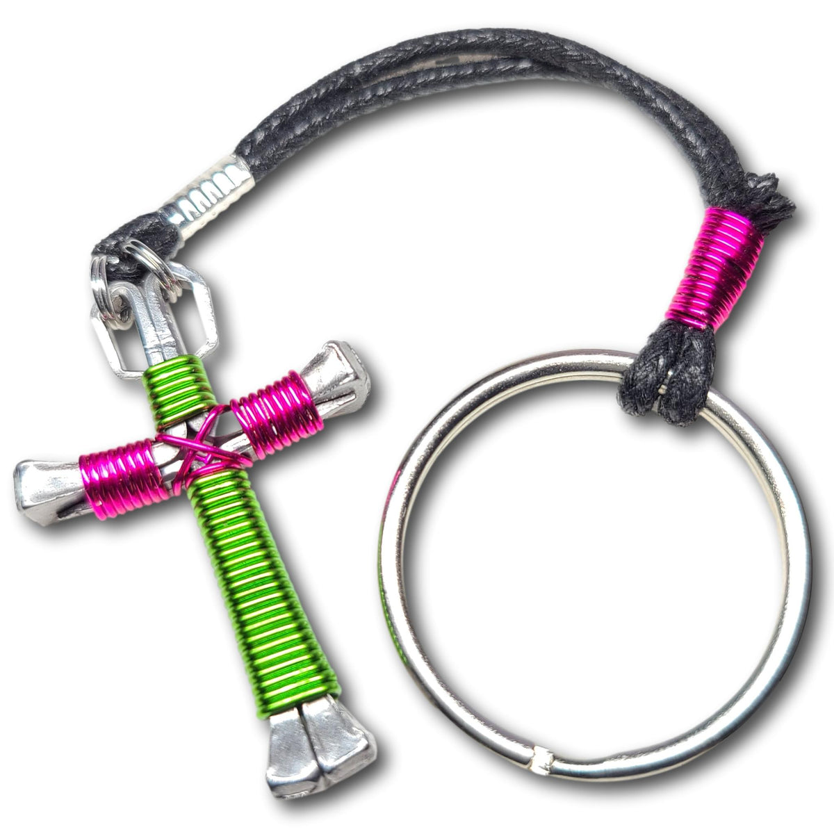 Lime & Hot Pink Horseshoe Nail Cross