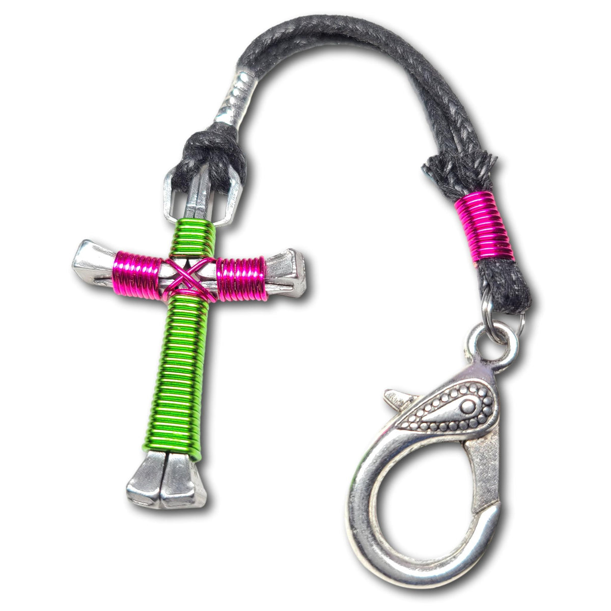 Lime & Hot Pink Horseshoe Nail Cross