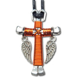 Orange Horseshoe Nail Cross Key Chain