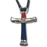 Patriotic Silver Horseshoe Nail Cross