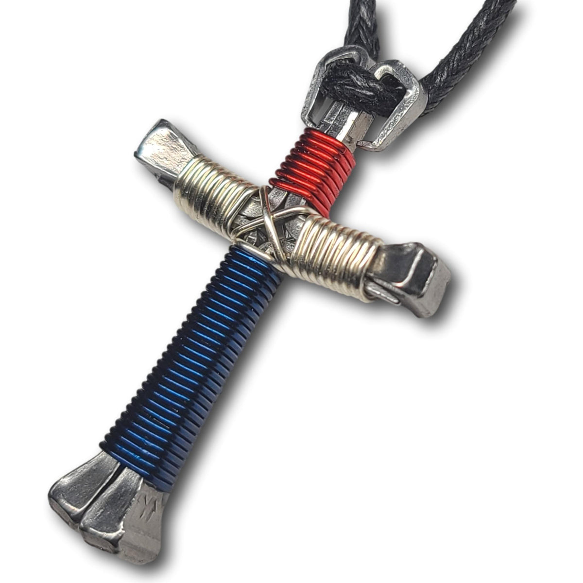 Patriotic Silver Horseshoe Nail Cross