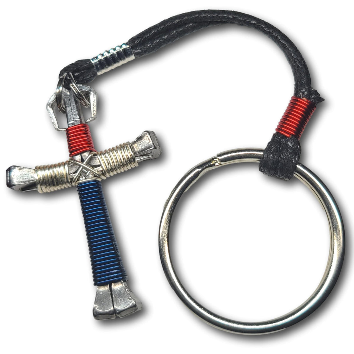 Patriotic Silver Horseshoe Nail Cross