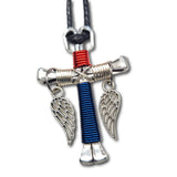 Patriotic Silver Horseshoe Nail Cross