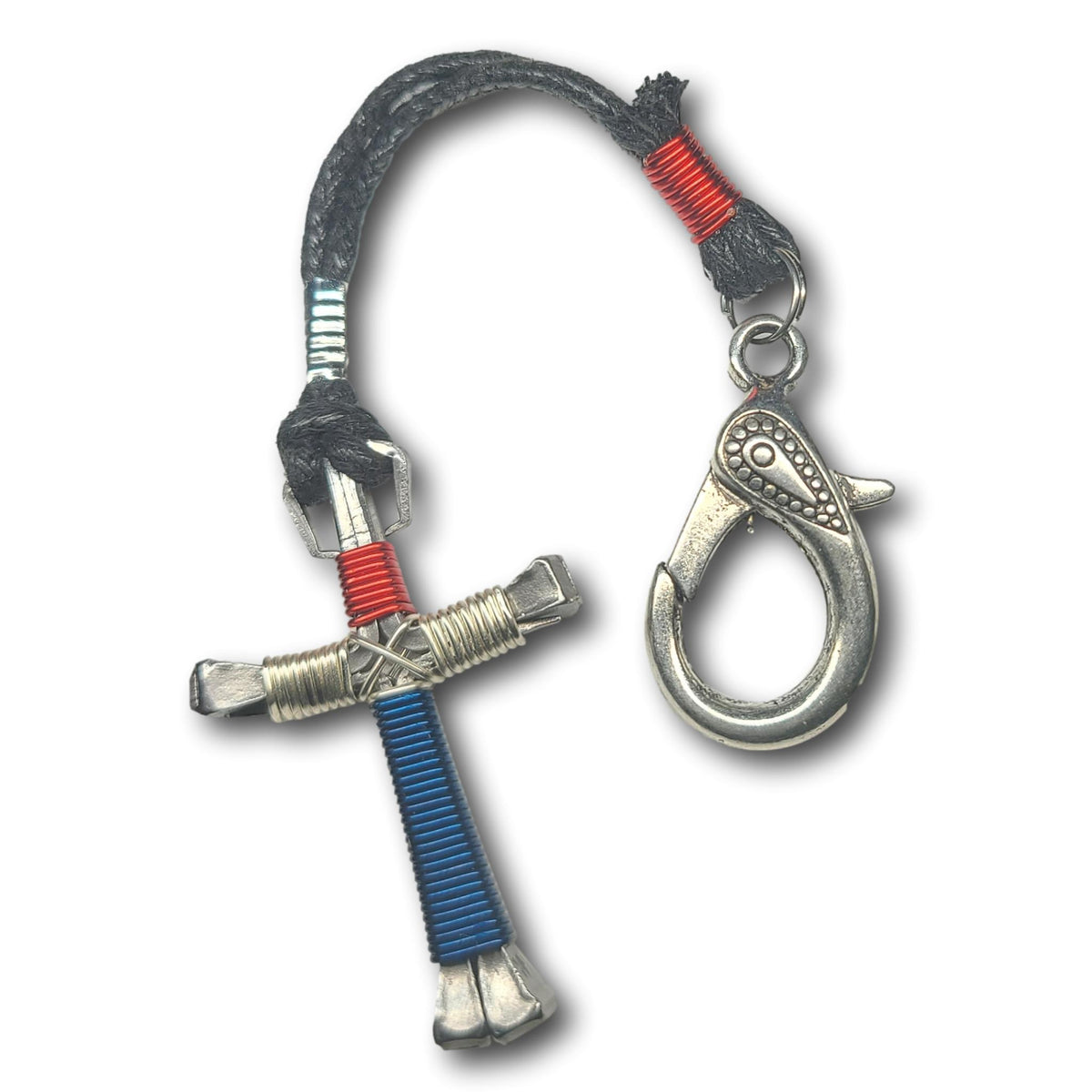 Patriotic Silver Horseshoe Nail Cross