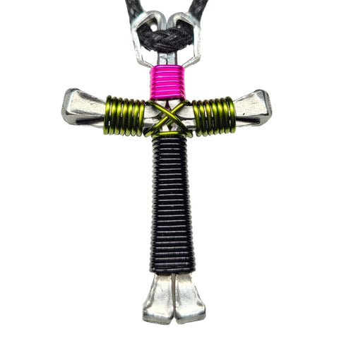 Pink Camo Horseshoe Nail Cross