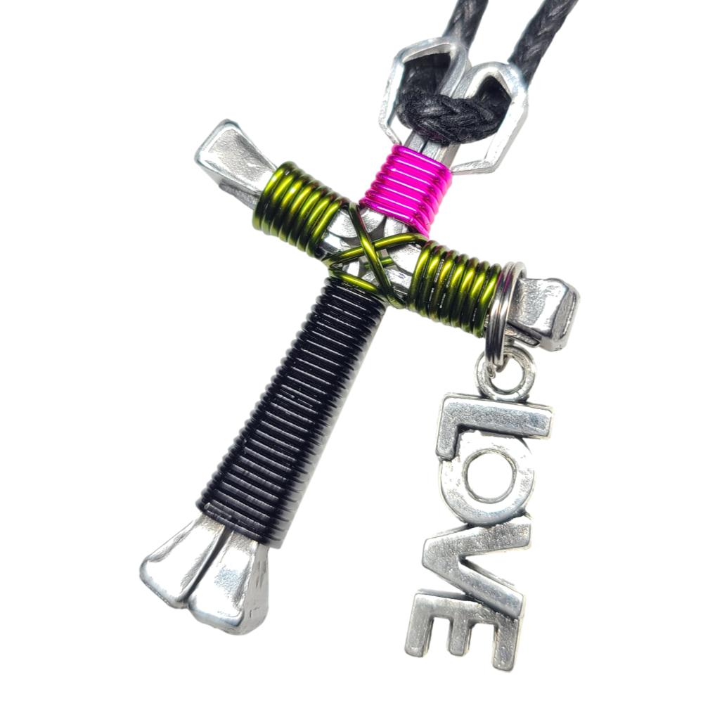Pink Camo Horseshoe Nail Cross