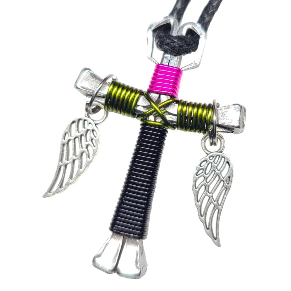Pink Camo Horseshoe Nail Cross