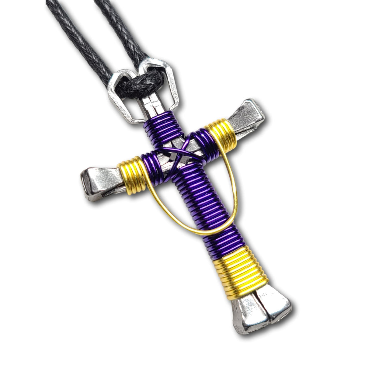 Swag Purple& Yellow Horseshoe Nail Cross
