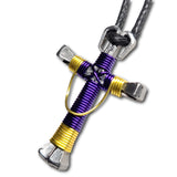 Swag Purple& Yellow Horseshoe Nail Cross