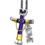 Swag Purple& Yellow Horseshoe Nail Cross