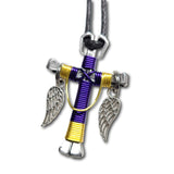 Swag Purple& Yellow Horseshoe Nail Cross