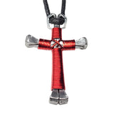 Red Horseshoe Nail Cross Necklace