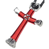 Red Horseshoe Nail Cross Necklace