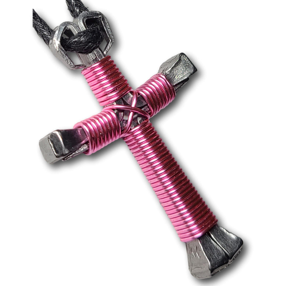 Rose Pink Horseshoe Nail Cross