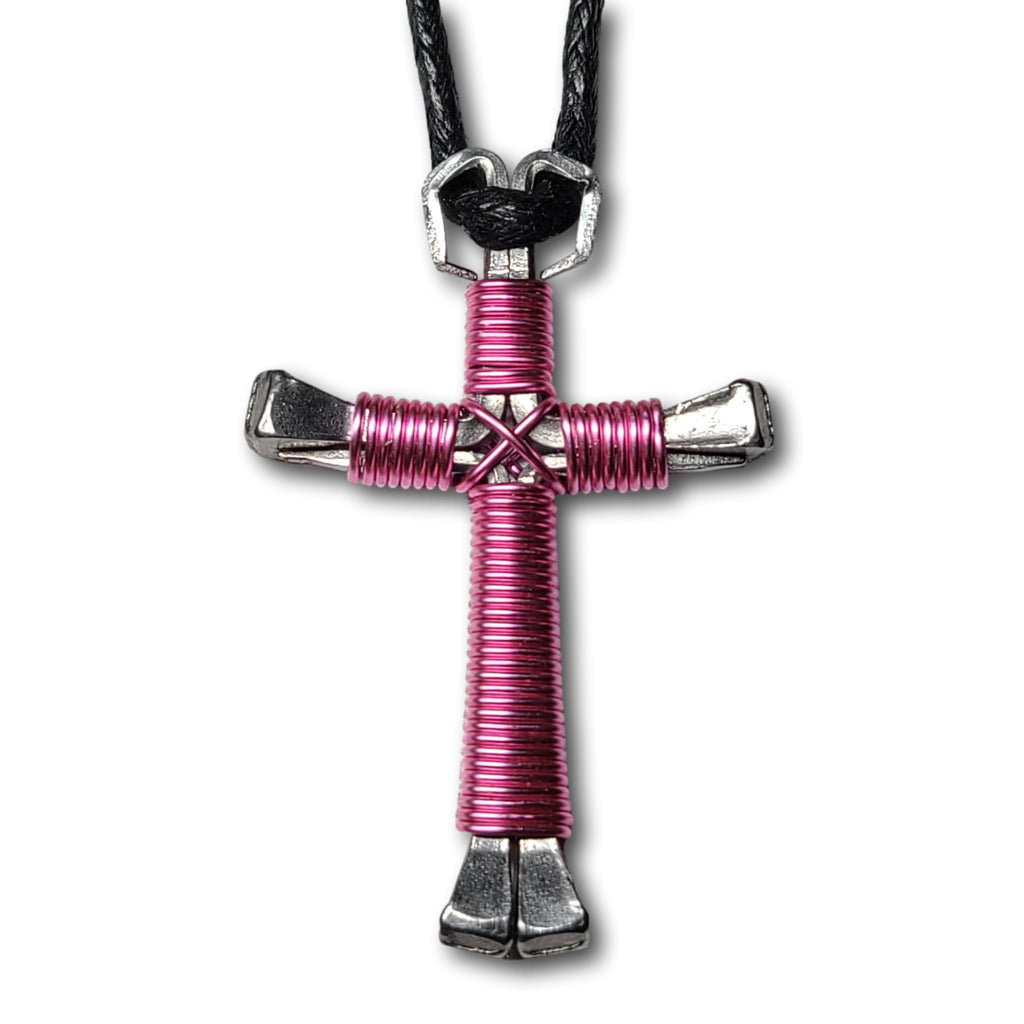 Rose Pink Horseshoe Nail Cross