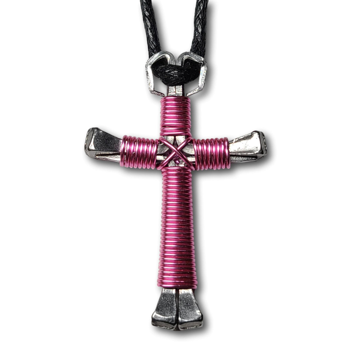 Rose Pink Horseshoe Nail Cross