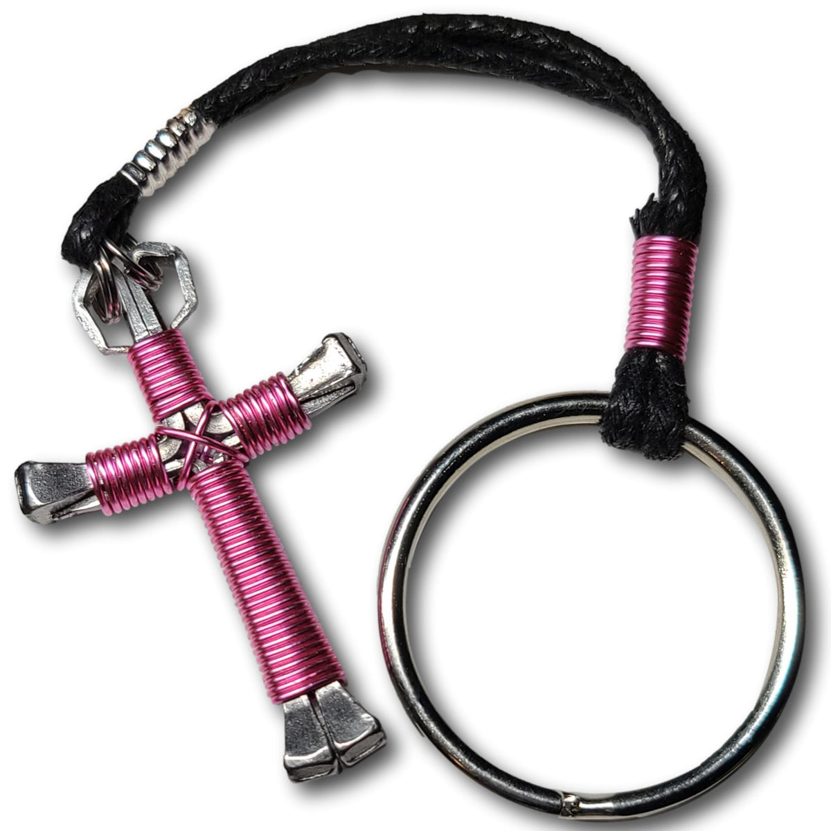 Rose Pink Horseshoe Nail Cross