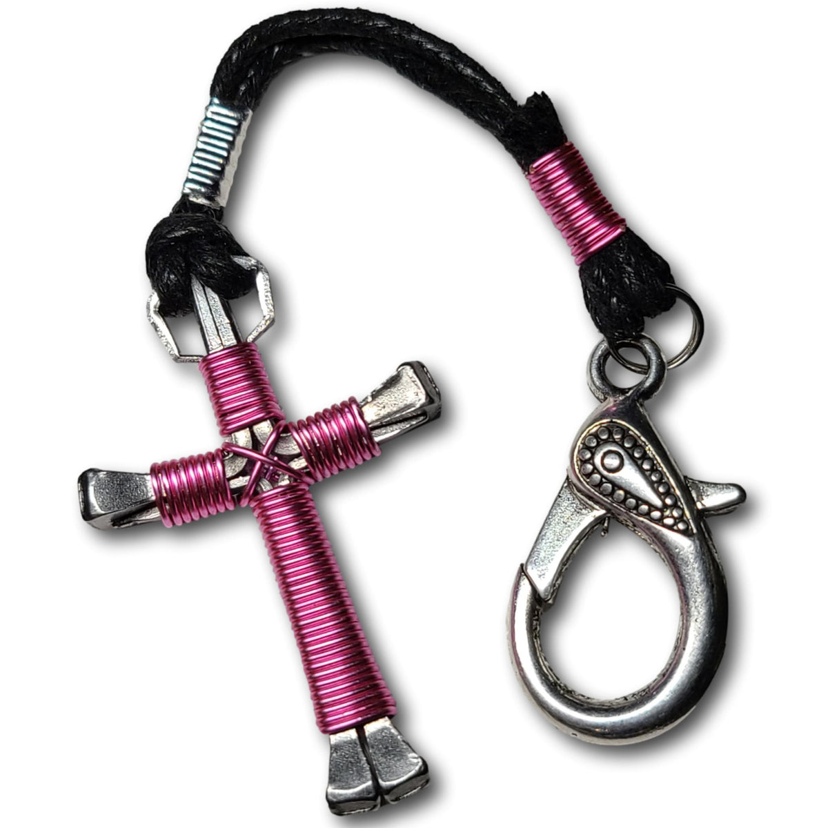 Rose Pink Horseshoe Nail Cross