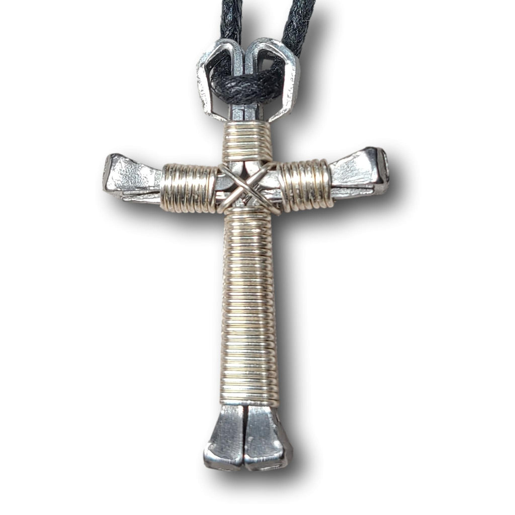 Silver Horseshoe Nail Cross