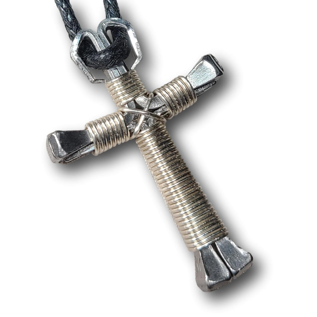 Silver Horseshoe Nail Cross