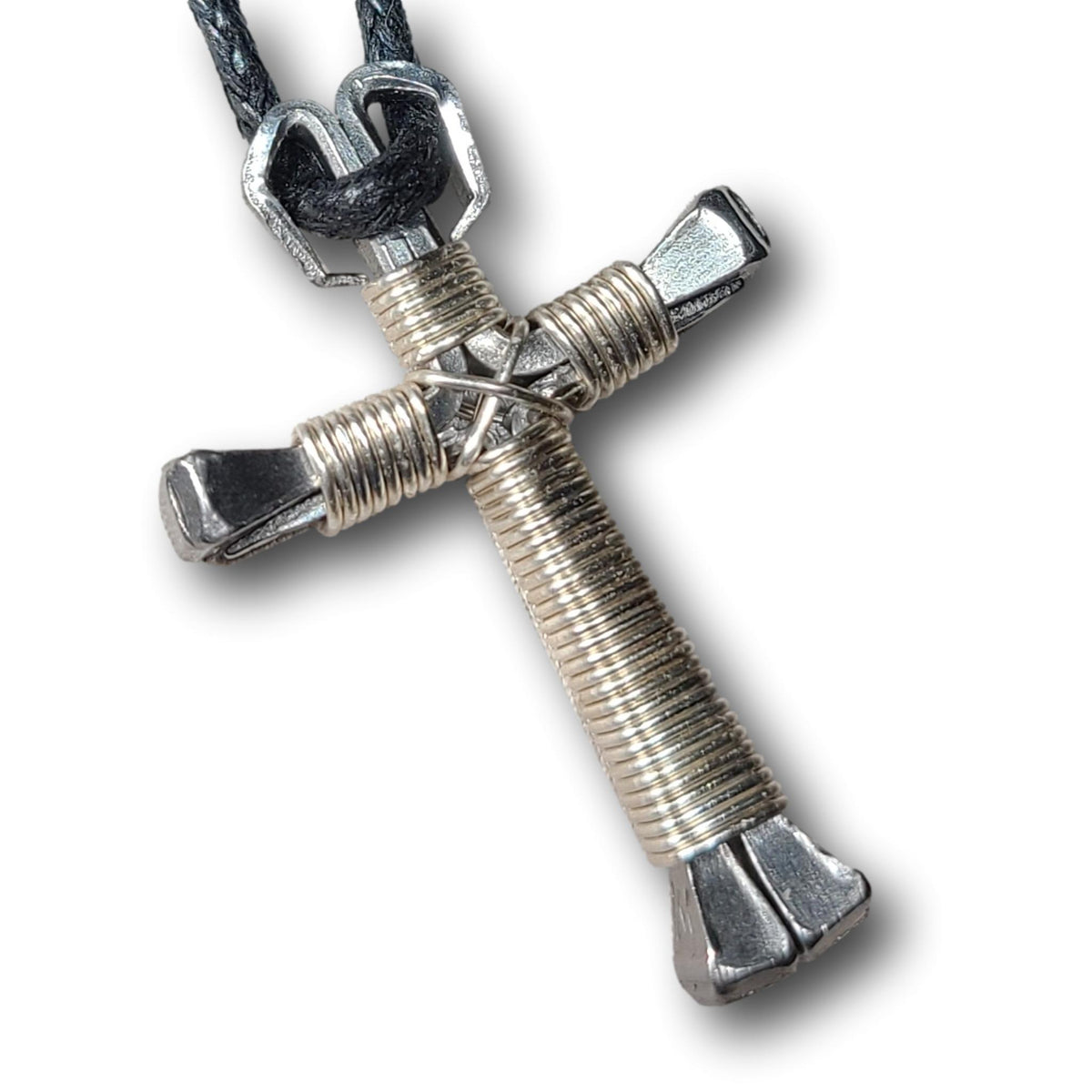 Silver Horseshoe Nail Cross