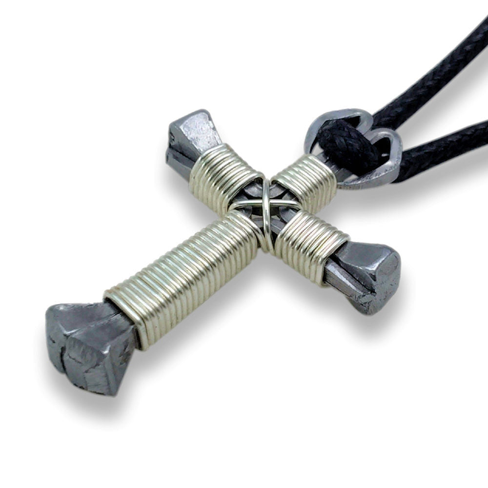 Silver Horseshoe Nail Cross Necklace