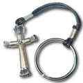 Silver Horseshoe Nail Cross Key Chain