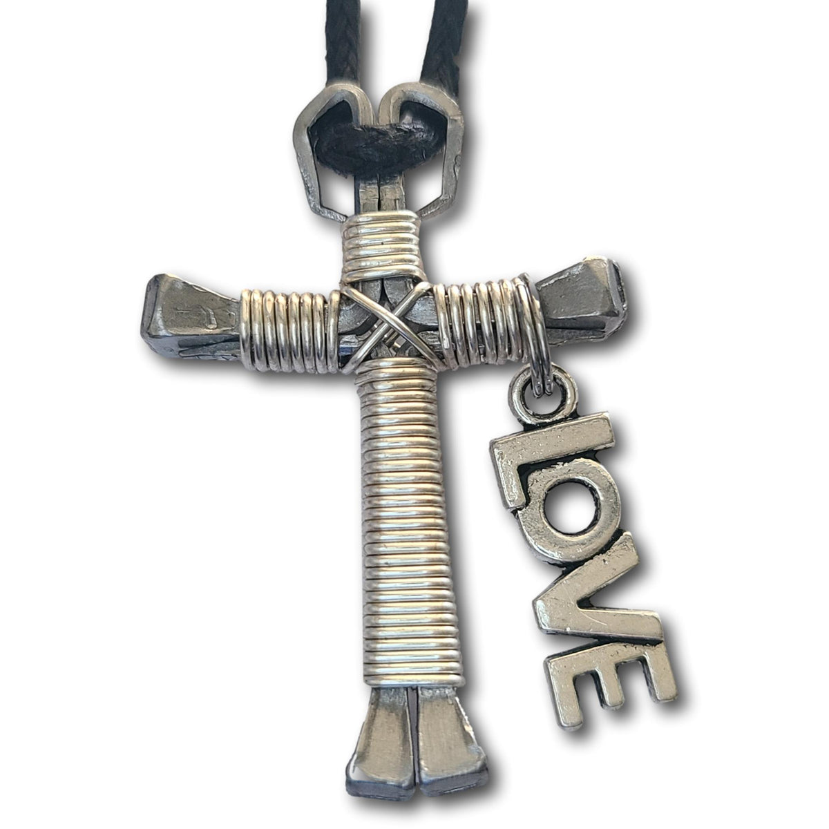 Silver Horseshoe Nail Cross