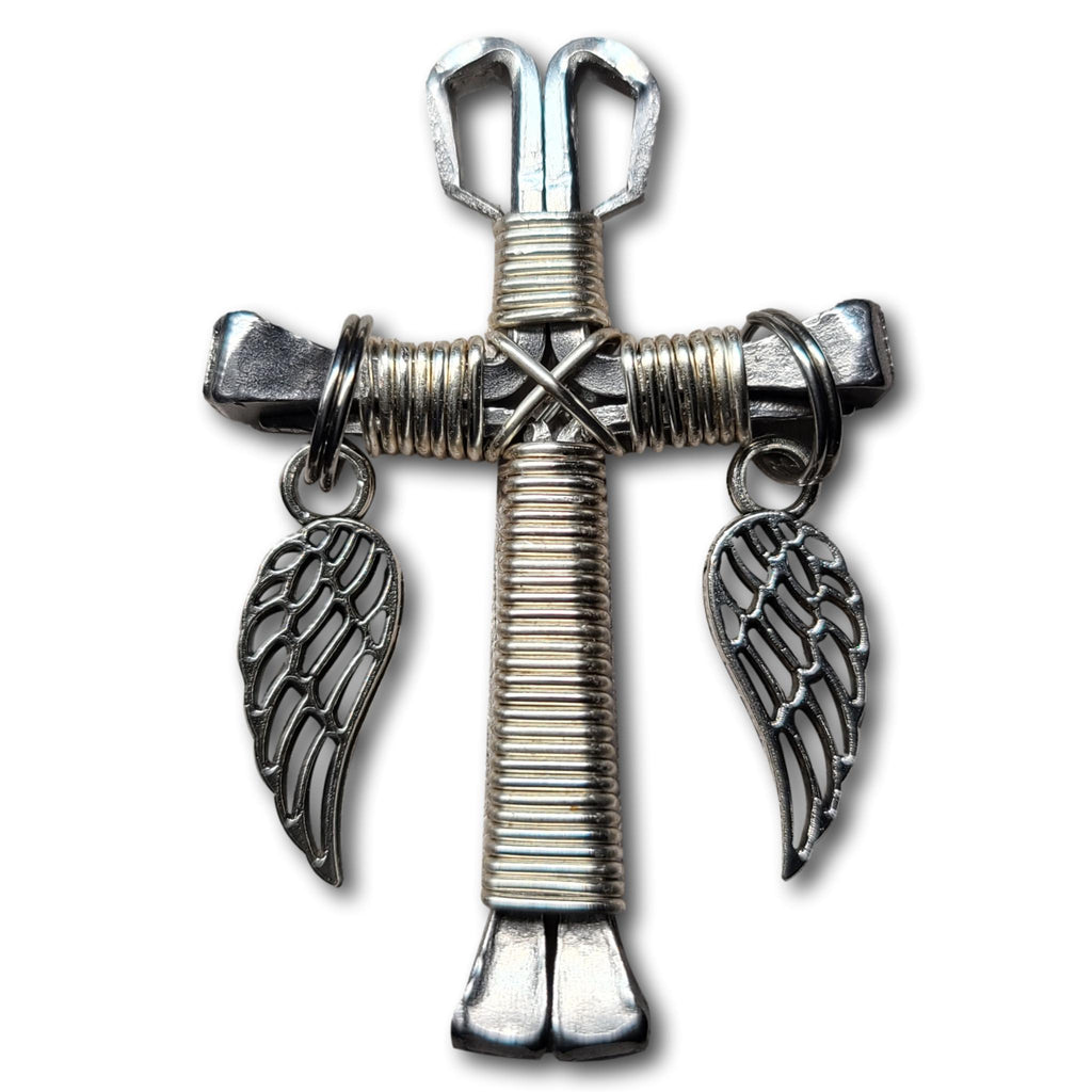 Silver Horseshoe Nail Cross
